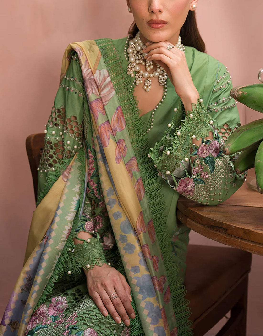 Afrozeh Luxury Summer Lawn Dress | Celestial Bouquet