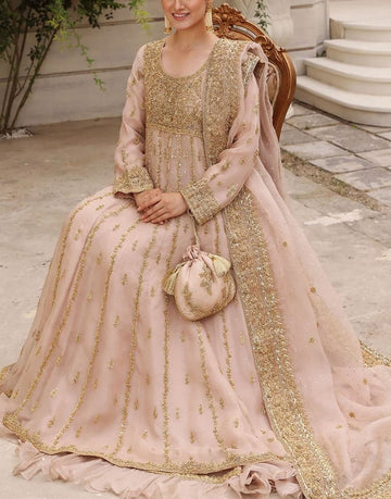 Agha Noor Embroidered Organza Fauzeen Bridal Maxi Dress