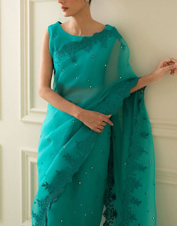 Agha Noor Luxury Organza Party Wear Saree Dress | BR-3830