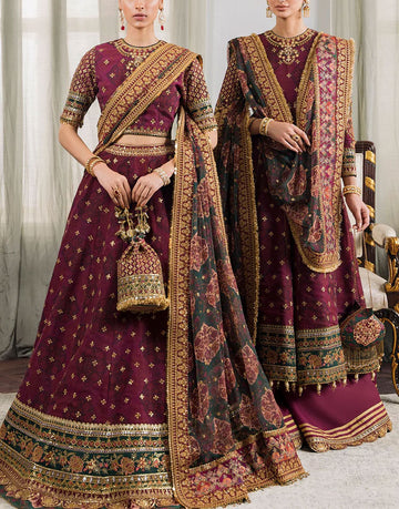 Baroque Luxury Embroidered Chiffon Bridal Lehenga Dress | CH12-03