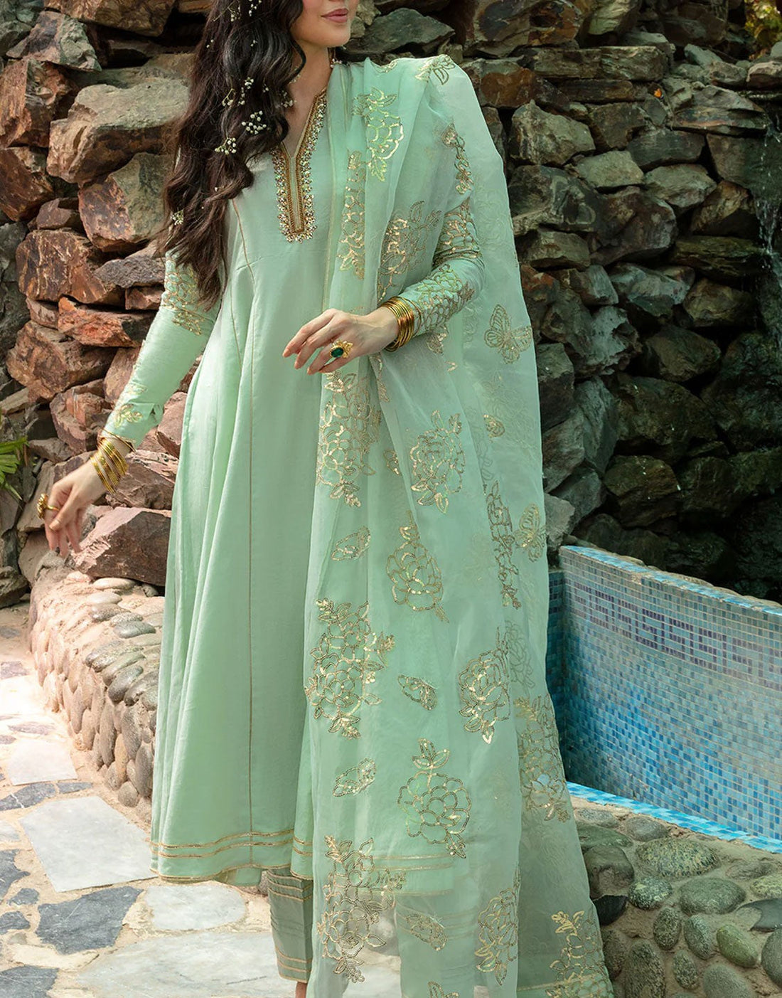 So Kamal Fancy Embroidered Lawn Frock | BLISS D812
