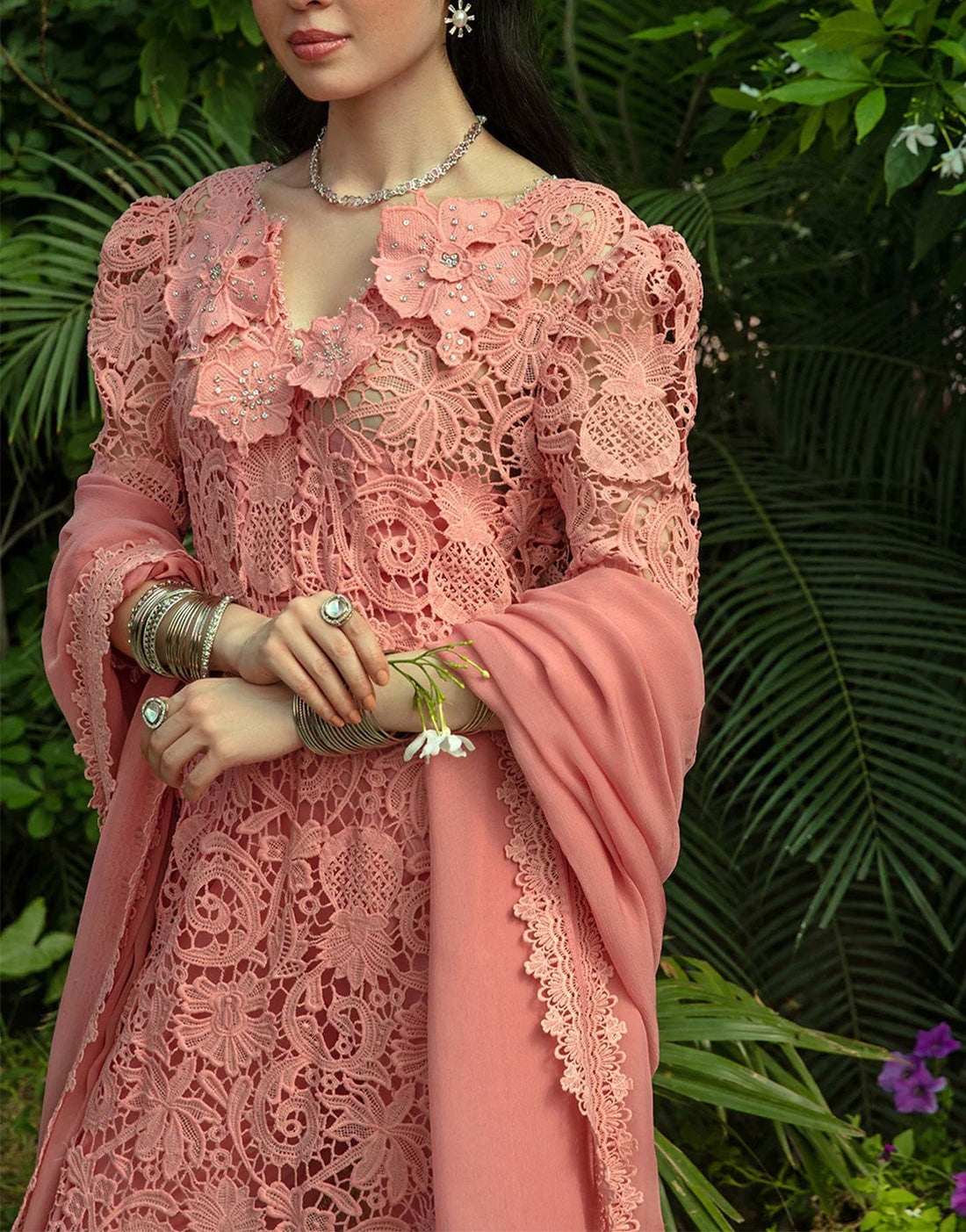 So Kamal 3D Schiffli Embroidered Lawn Dress | AURA D818