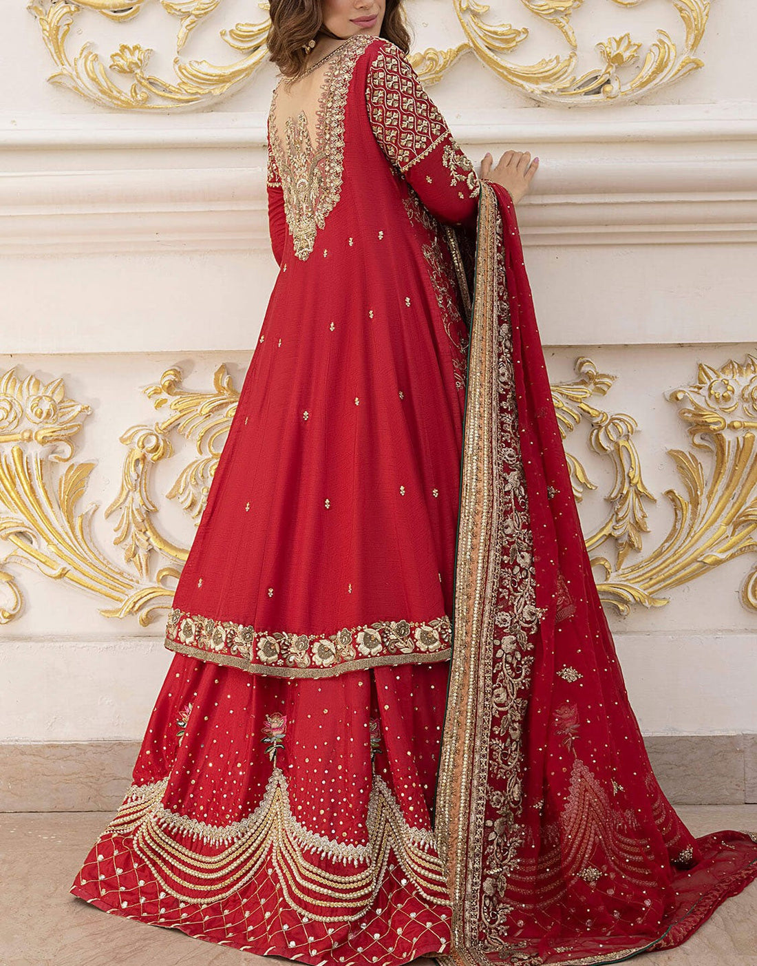 Asifa & Nabeel Luxury Angrakha Bridal Lehenga Dress | Umrao