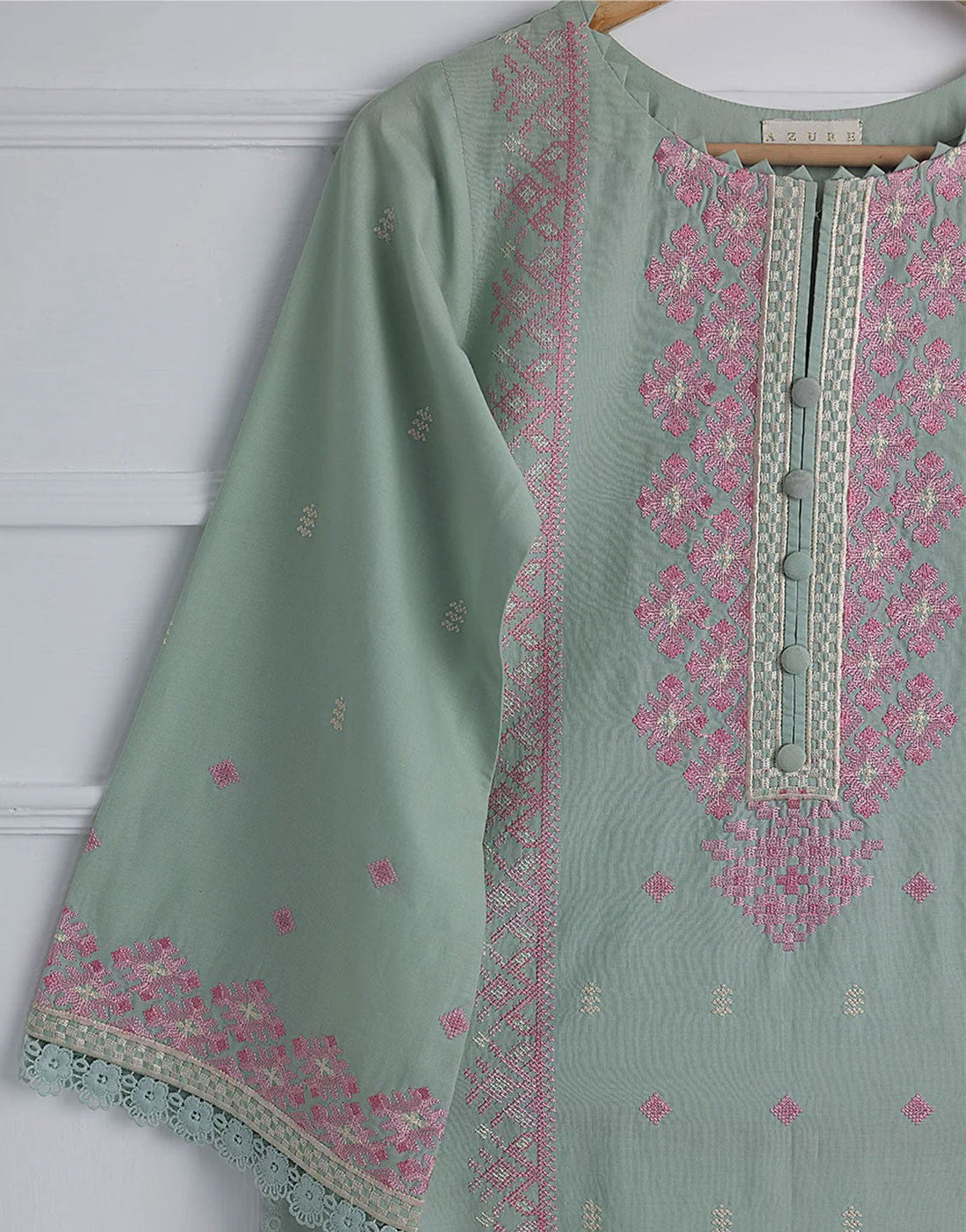Azure 3 Piece Embroidered Summer Lawn Dress | Opal Dew