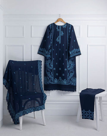 Azure Embroidered Lawn Dress with Chiffon Dupatta | Dreamscape