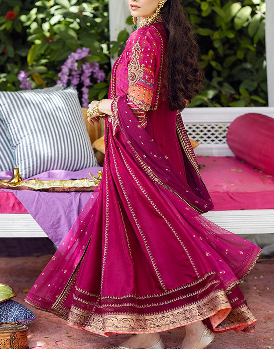 Farah Talib Aziz Zareen Fuchsia Kalidaar Dress | ZOELLA GREY FTA-08-24