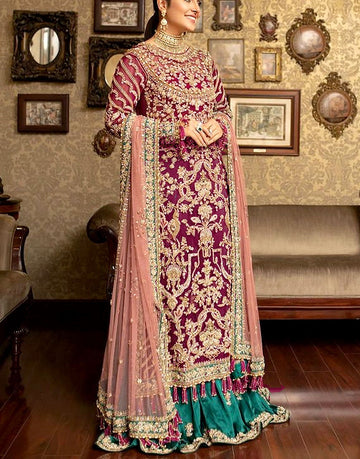 Handwork Heavy Embroidered Net Bridal Wear Dress