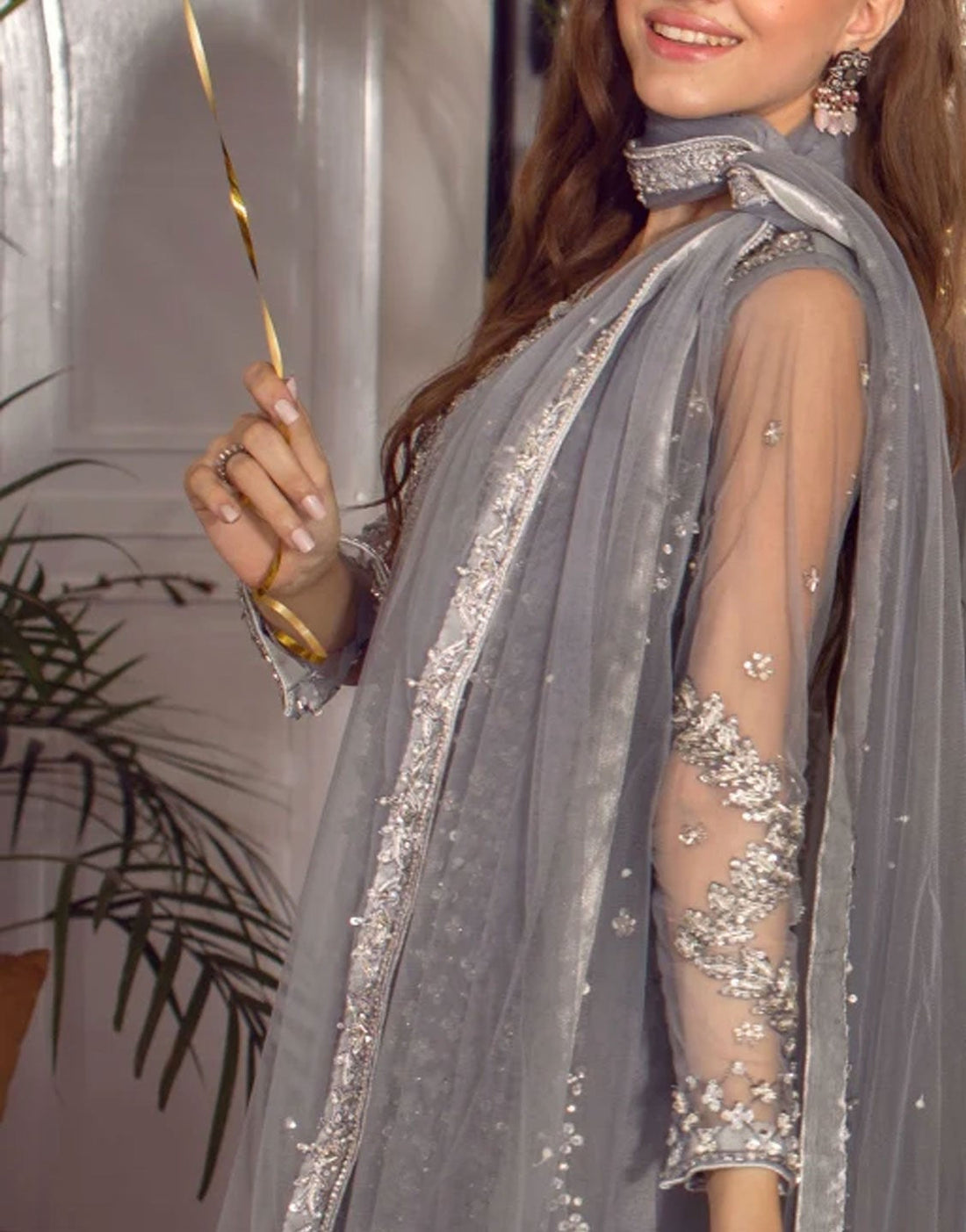 HSY Luxury Heavy Embroidered Net Wedding Wear