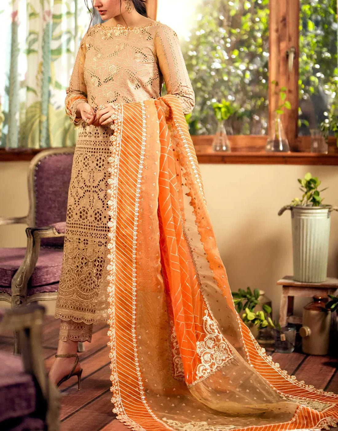 Maryum N Maria Chikankari Embroidered Lawn Dress | Nora MS24-567