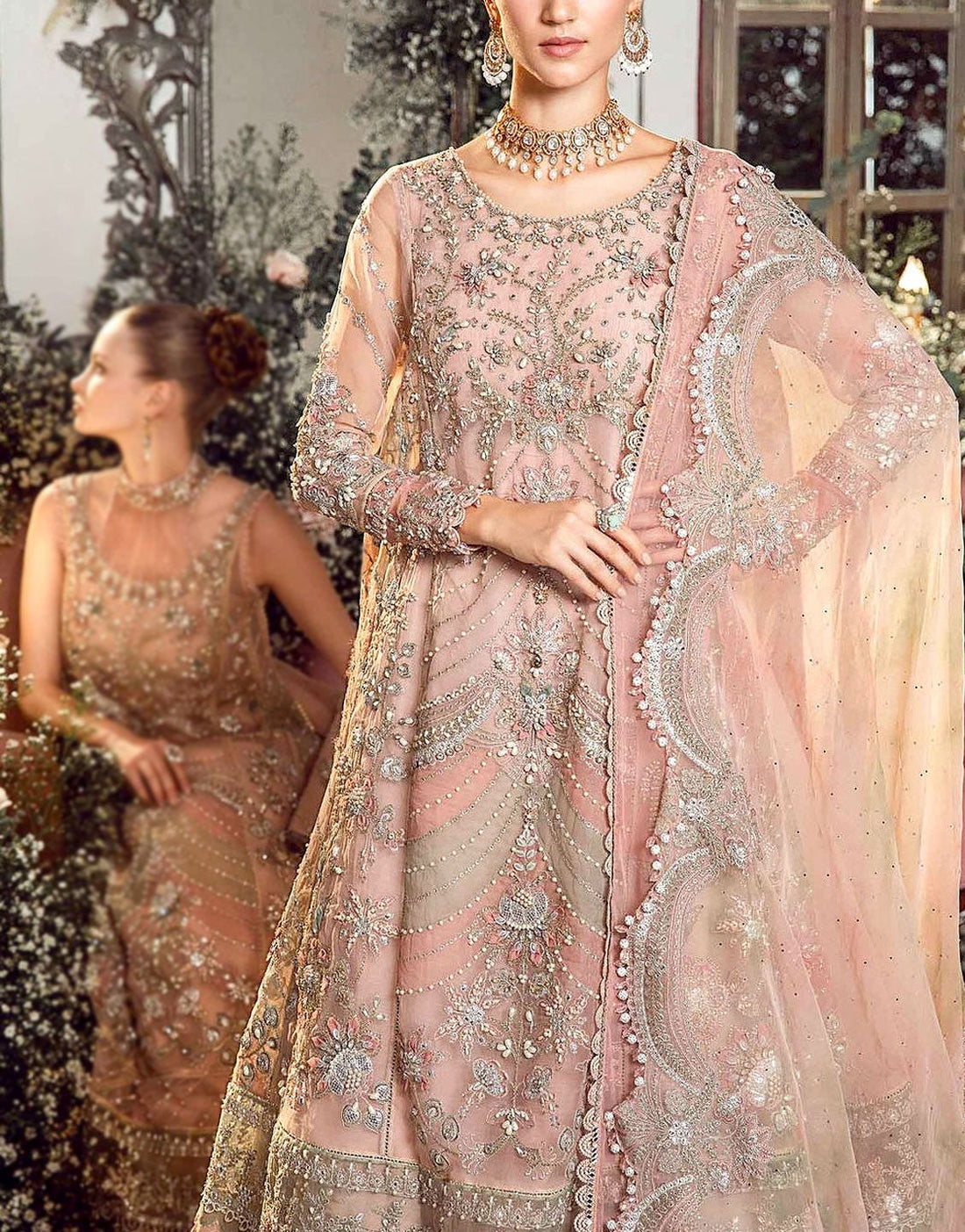 Luxurious Handwork Heavy Embroidered Organza Bridal Dress