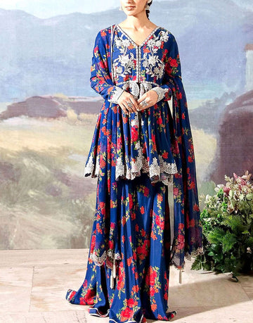Digital All-Over Print Karandi Dress with Karandi Dupatta