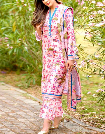 Digital All-Over Print Karandi Dress with Karandi Dupatta