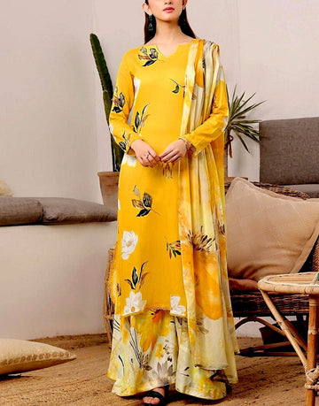 All-Over Digital Print Linen Suit with Linen Dupatta