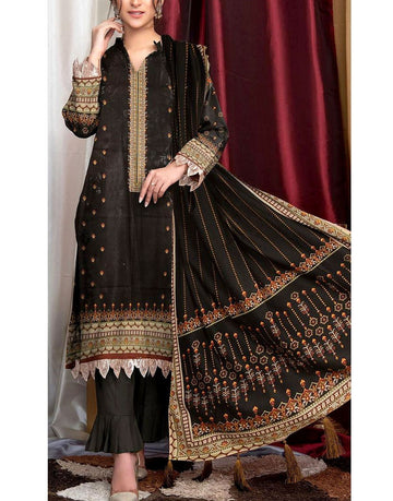 Digital Print Black Khaddar Suit with Khaddar Dupatta