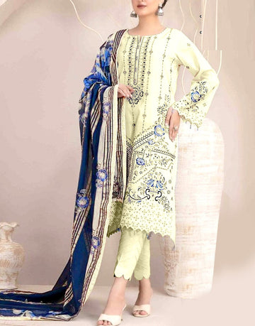 Decent Embroidered Dhanak Dress with Dhanak Shawl