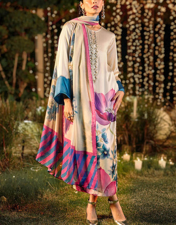 Lavish Digital Print Silk Party Wear Dress with Silk Dupatta