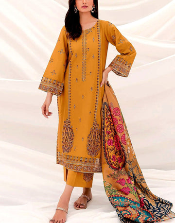 Heavy Embroidered Dhanak Dress with Wool Shawl