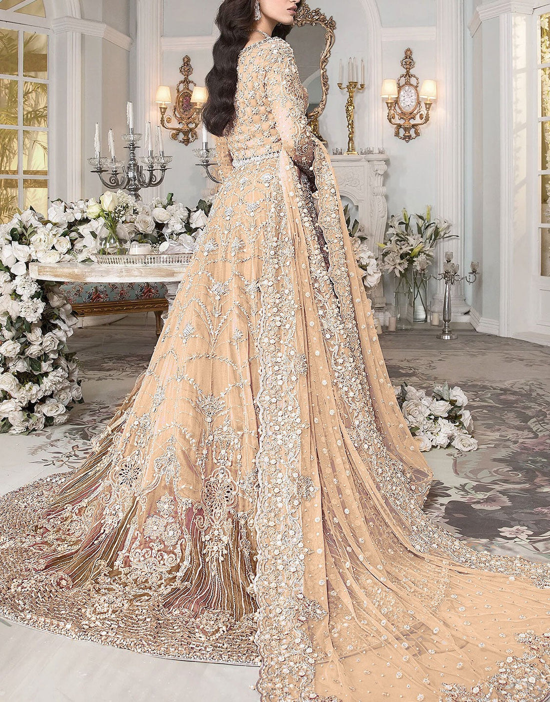 Luxury Handwork & Heavy Embroidered Net Bridal Maxi Dress