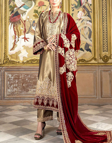 Heavy Embroidered Masoori Bridal Dress with Luxury Velvet Shawl