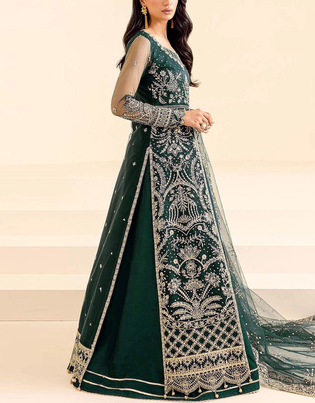 Luxury Heavy Embroidered NET Bridal Wear Maxi Dress