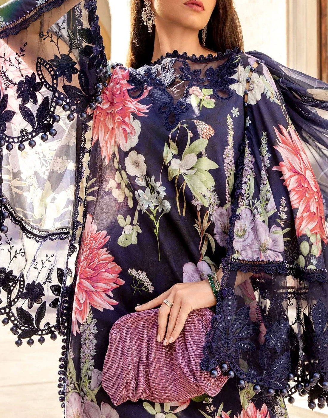 All-Over Print Embroidered Lawn Dress with Chiffon Dupatta