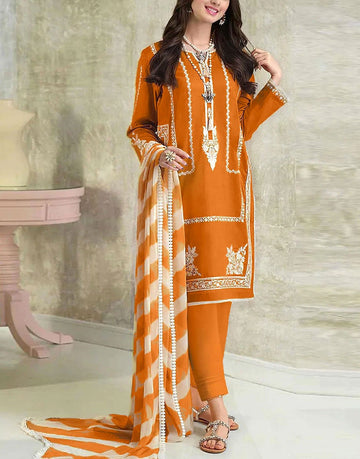 Heavy Embroidered Lawn Suit with Diamond Zari Dupatta