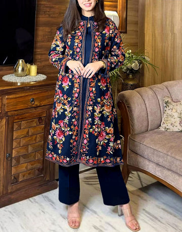 Readymade 2-Piece Embroidered Shamoz Silk Dress