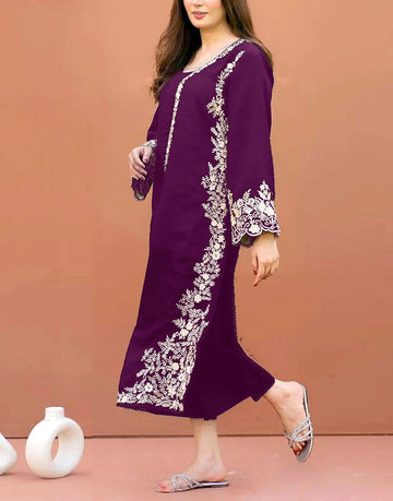 Elegant 2-Piece Embroidered Summer Lawn Dress