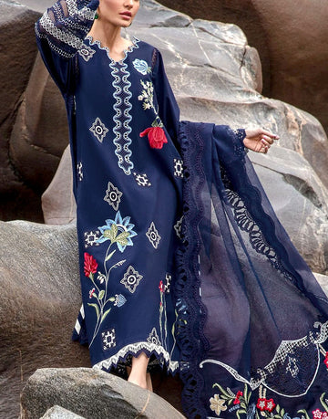 Luxury Heavy Embroidered EID Lawn Dress with Embroidered NET Dupatta