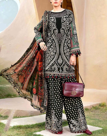All-Over Print Embroidered Lawn Dress with Chiffon Dupatta