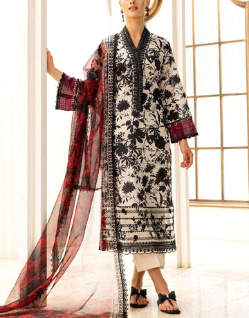 SALE - Digital Print Embroidered EID Lawn Dress with Chiffon Dupatta