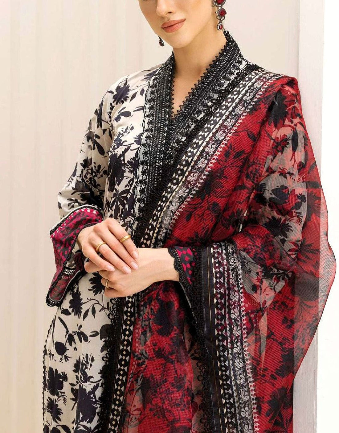 SALE - Digital Print Embroidered EID Lawn Dress with Chiffon Dupatta