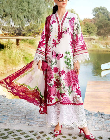 All-Over Print Embroidered EID Lawn Suit with Chiffon Dupatta