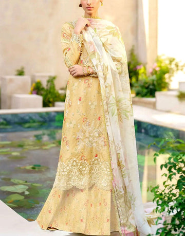 All-Over Print Embroidered EID Lawn Dress with Chiffon Dupatta