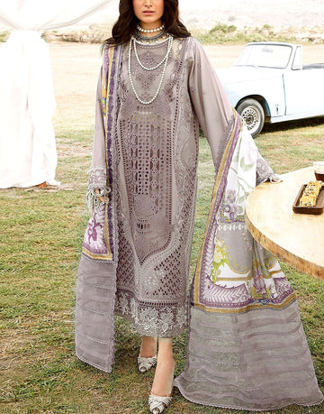 Glamorous Heavy Schiffli Embroidered Lawn Party Dress with Silk Dupatta