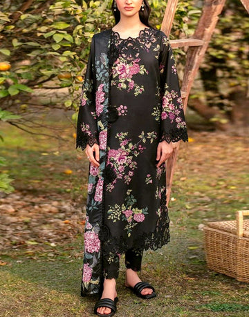 All-Over Print Embroidered Lawn Dress with Chiffon Dupatta