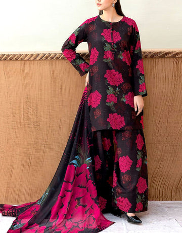 All-Over Digital Print Swiss Lawn Dress with Silk Dupatta