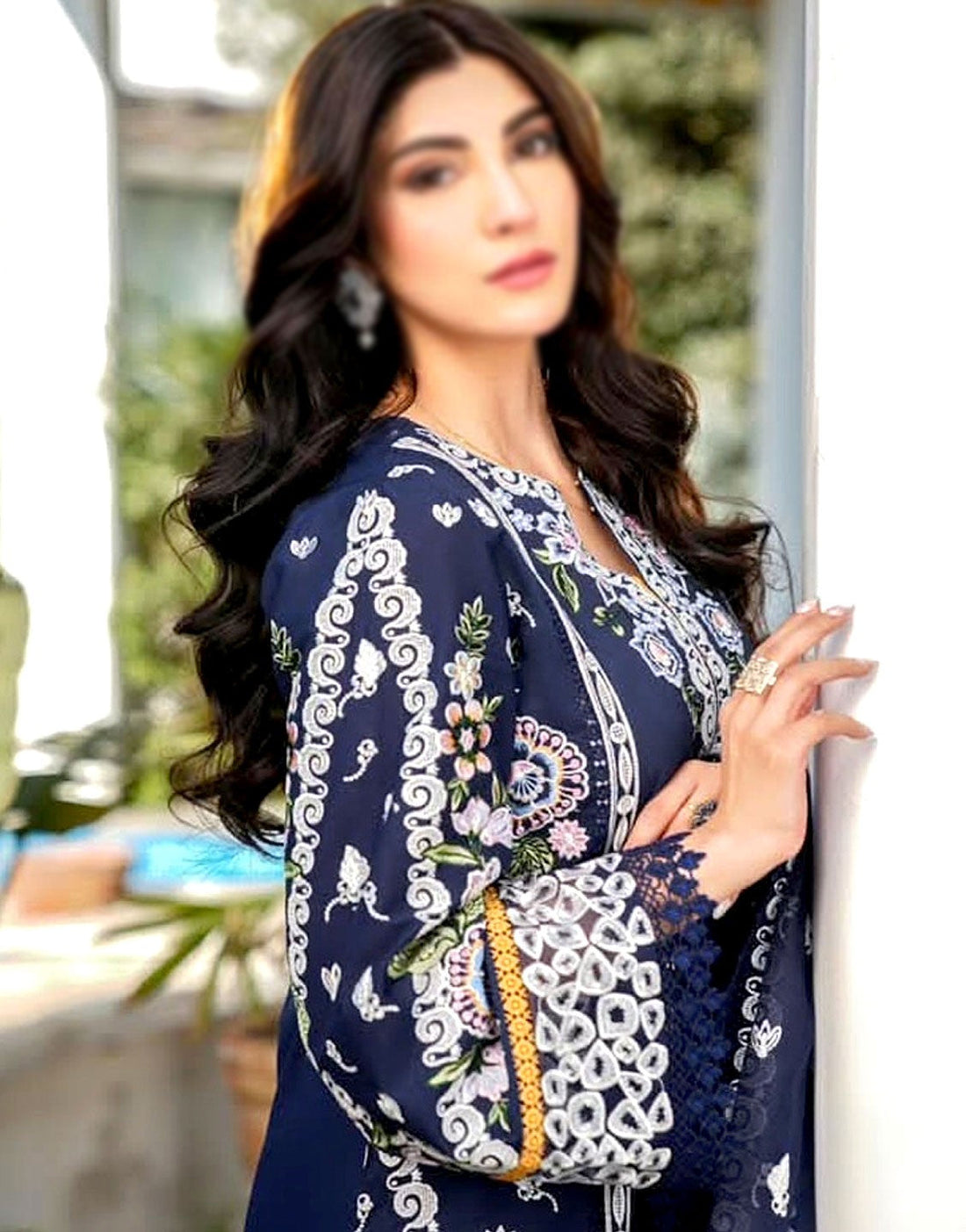 Glamorous Heavy Embroidered Lawn Party Dress with Khaddi NET Dupatta