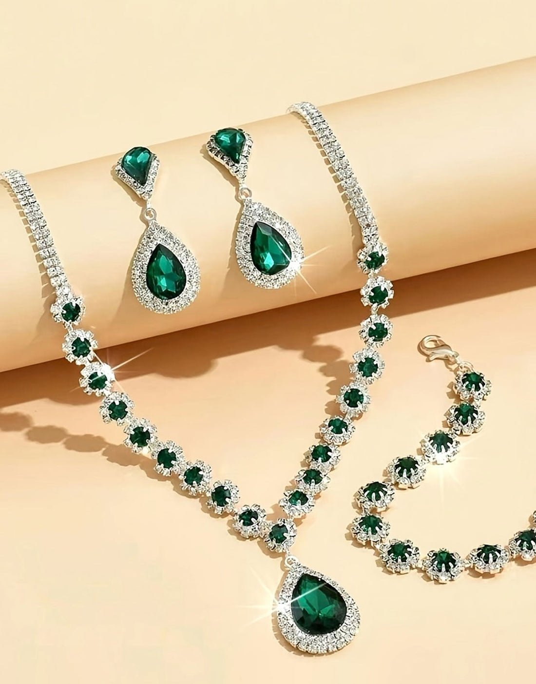 Adorable Silver Plated Jewelry Set, Necklace, Bracelet & Earrings - Perfect for Weddings & Parties