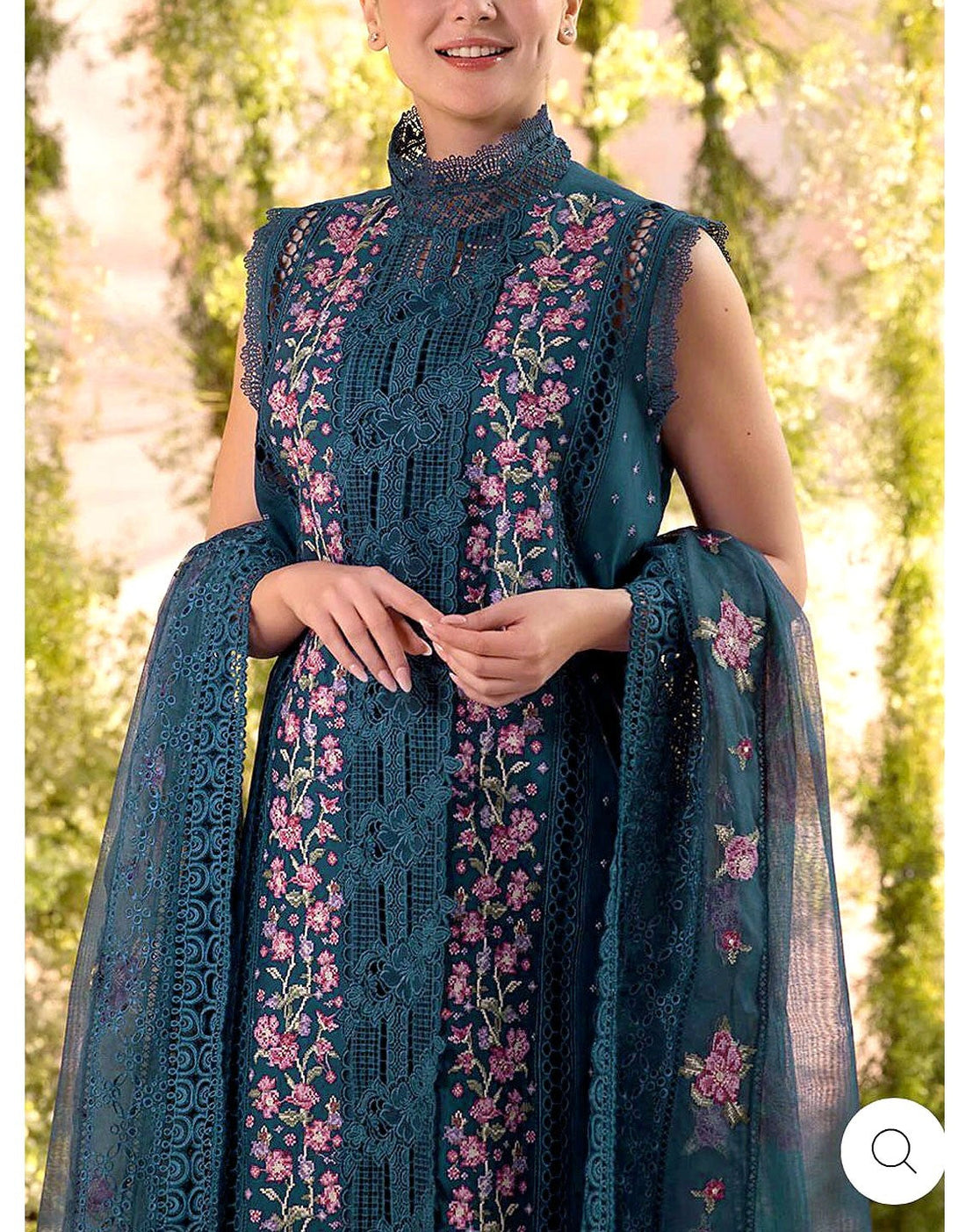 Luxury Heavy Schiffli Embroidered Lawn Party Dress with Khaddi NET Dupatta