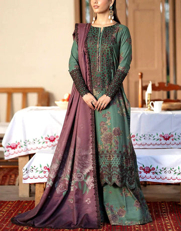 All-Over Print Embroidered EID Lawn Dress with Chiffon Dupatta