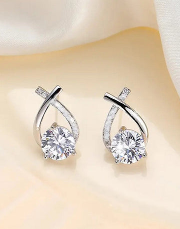 Vintage Style Rhinestone Embellished Silver Stud Earrings