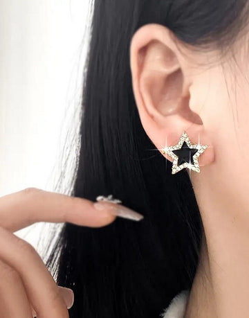 Star Shape Rhinestone Ear Studs Earrings