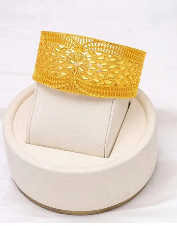 Elegant Open Cuff Golden Bangle Bracelet - Perfect for Party & Wedding Wear