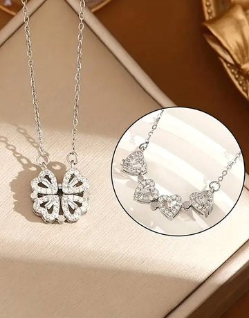 Luxury Double-Wearing Lucky Grass Design Silver Pendant Necklace - Perfect for Daily Wear & Gifting