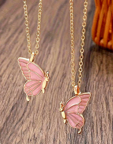 Pack of 2 Adjustable Butterfly Shape Pendant Necklace for Girls