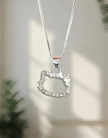 Hello Kitty Zinc Alloy Silver Pendant Necklace for Girls