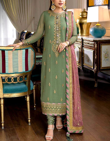 Heavy Embroidered Formal Chiffon Party Wear Dress
