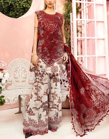 All-Over Print Embroidered Lawn Suit with Chiffon Dupatta
