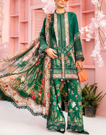 All-Over Print Embroidered Lawn Suit with Chiffon Dupatta